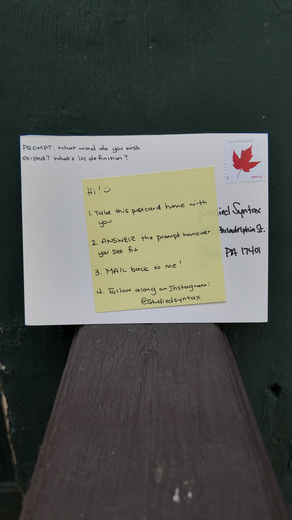 Studied Syntax Writers Prompt Postcard